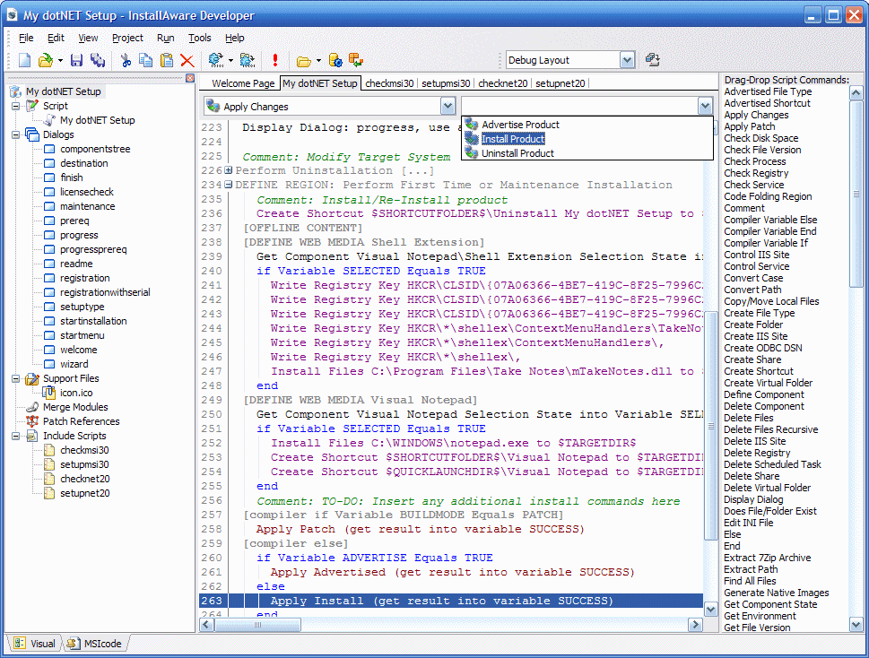Screenshot of InstallAware Developer for Windows Installer 6.2