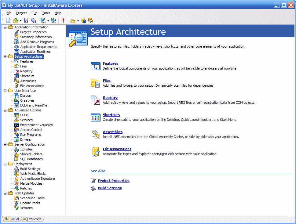 Screenshot of InstallAware Express MSI Installer 6.2