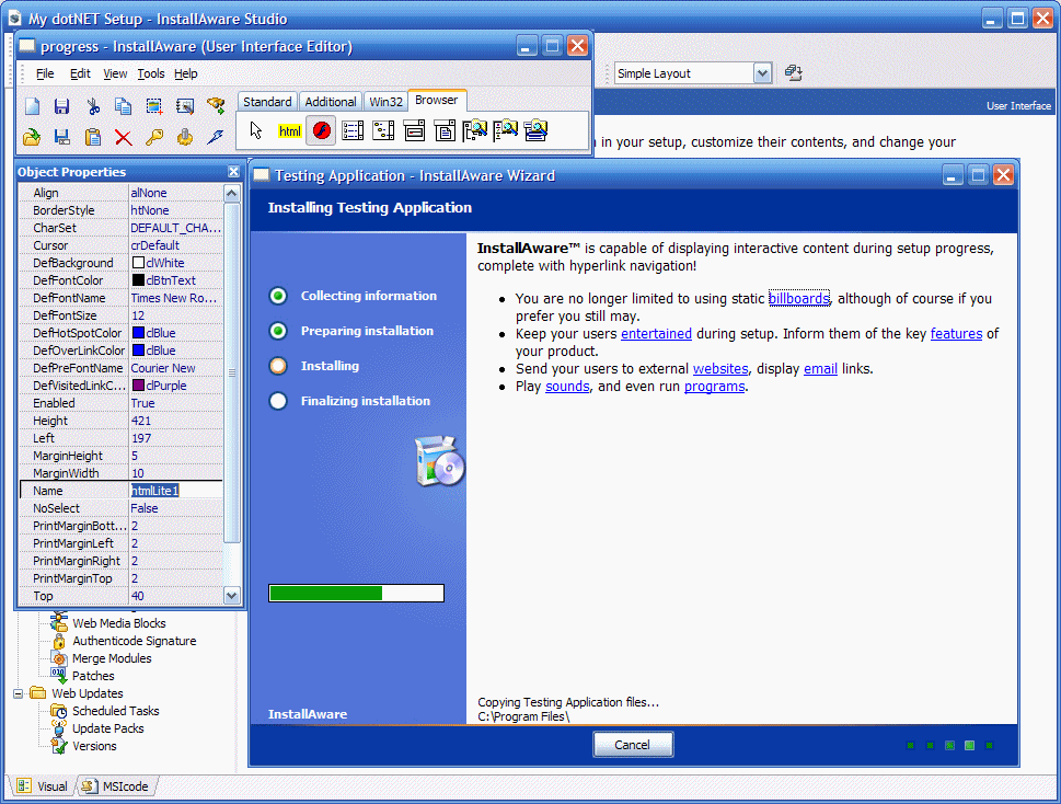 Screenshot of InstallAware Studio for Windows Installer