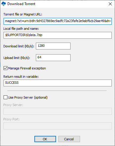 Screenshot of Download Torrent dialog.