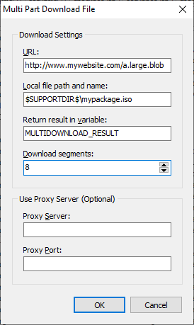 Screen shot of Multi Part Download File command.