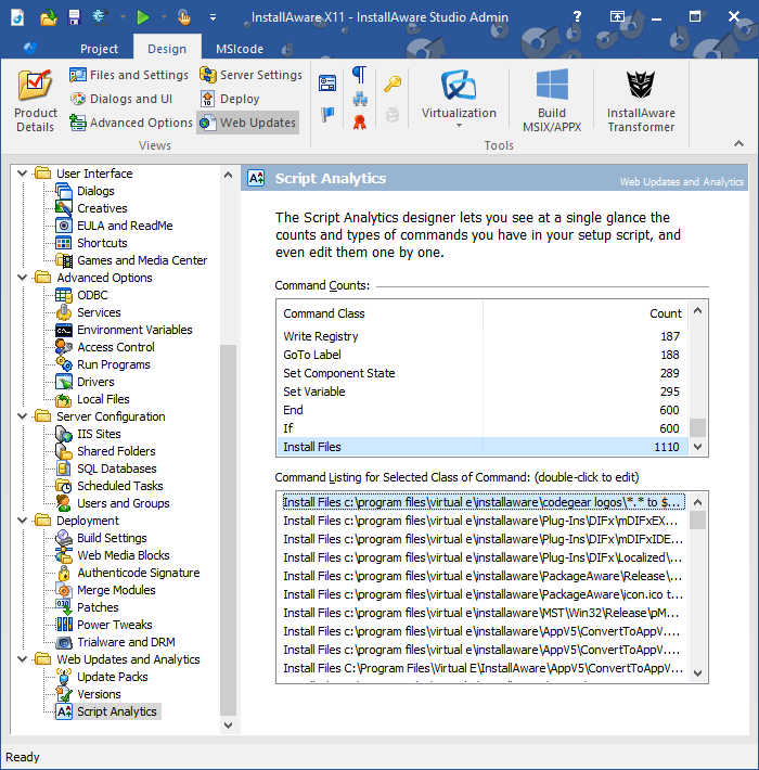 Screenshot of Script Analytics IDE designer.