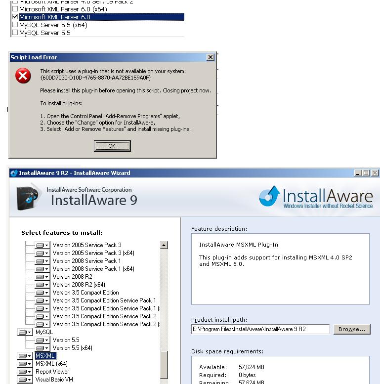 Screen shots of problem