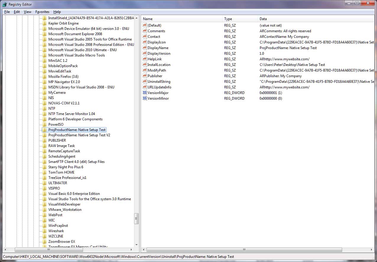 Registry entries