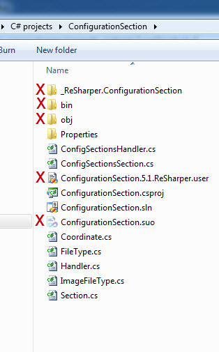 Example folder listing.