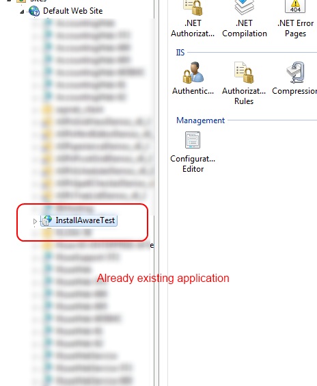 Already existing application: