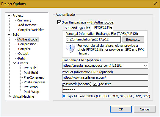 Screenshot of SHA 256 Code Signing